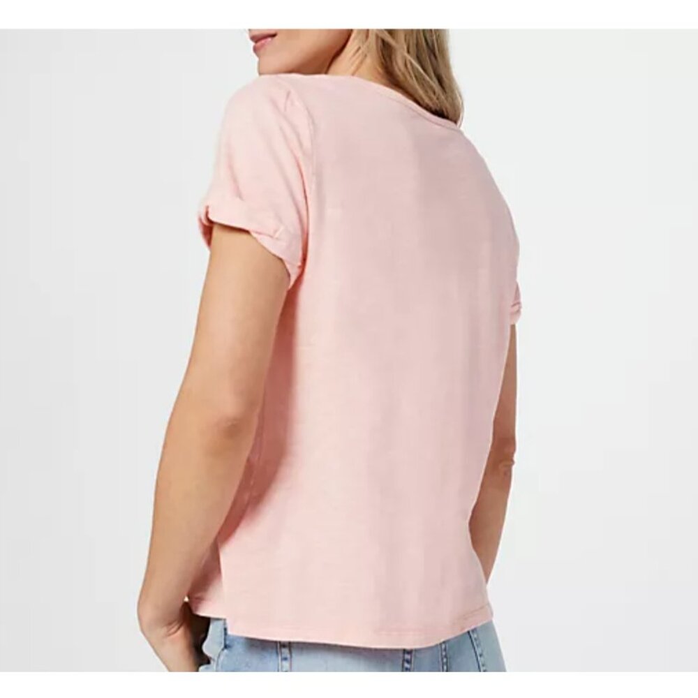 Candace Cameron Bure Women Top ~ Sz XXS The Sunkissed Garment Dyed Pink A396315 - Picture 2 of 6